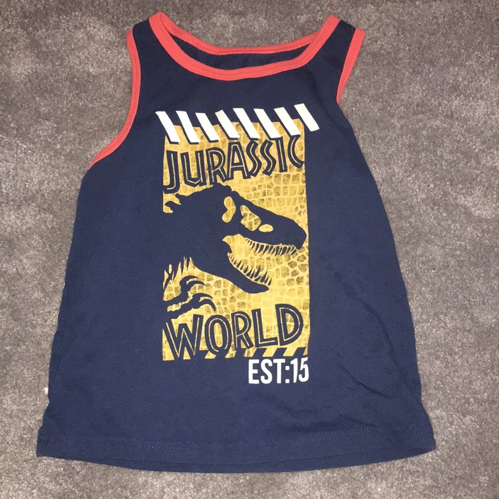 Jumping Beans Blue and Yellow Tank Top with Dinosaur Graphic